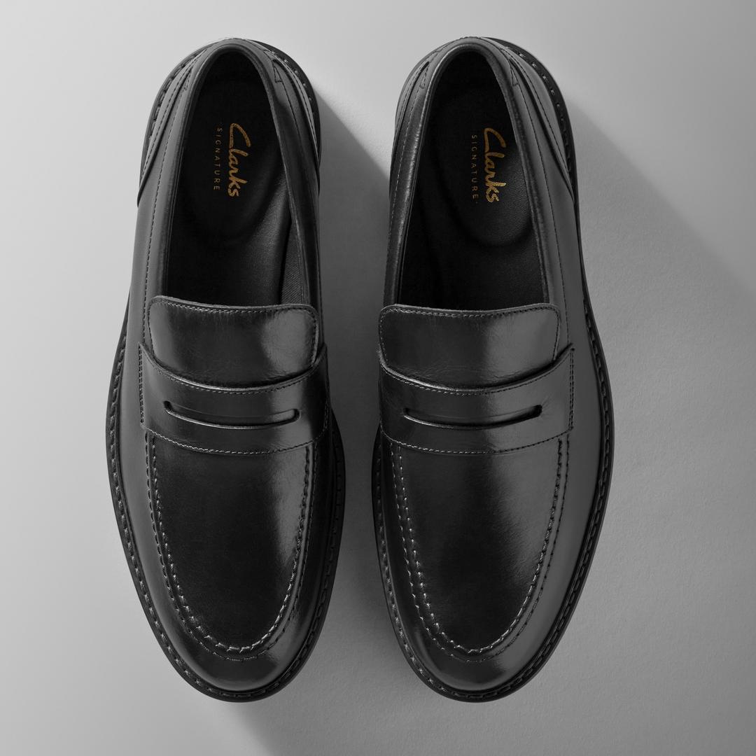 Mens Aldwin Step Black Leather Loafer Shoes - Image 5
