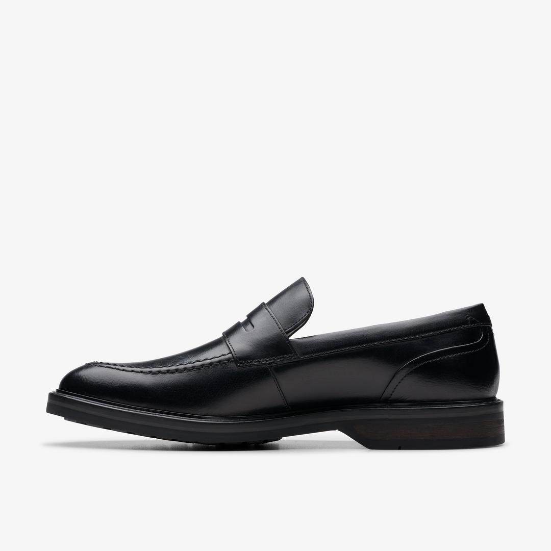 Mens Aldwin Step Black Leather Loafer Shoes - Image 6