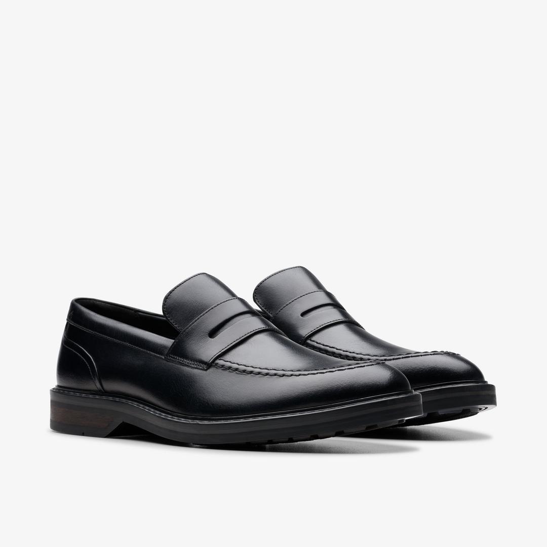 Mens Aldwin Step Black Leather Loafer Shoes - Image 8