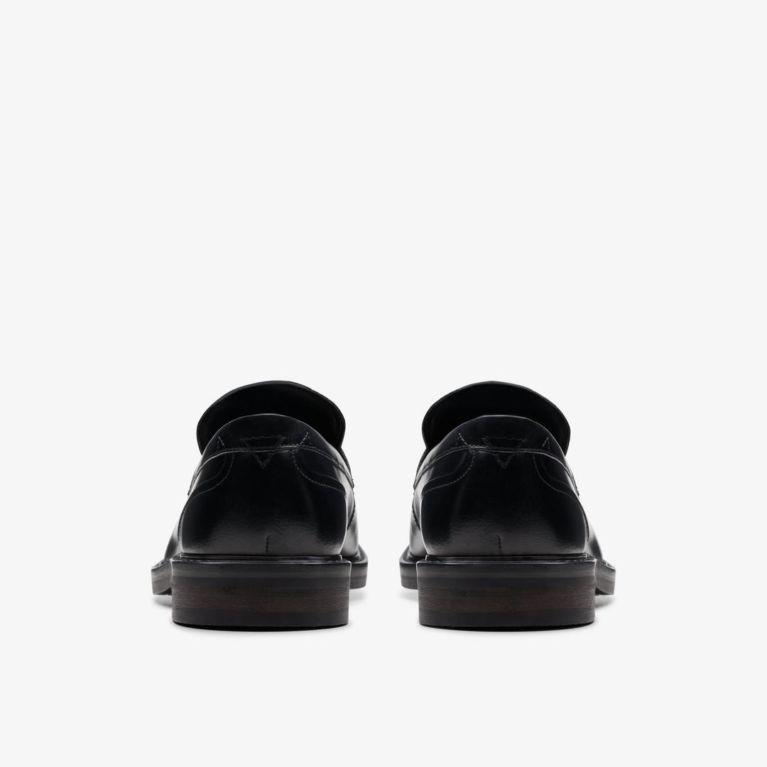 Mens Aldwin Step Black Leather Loafer Shoes - Image 9