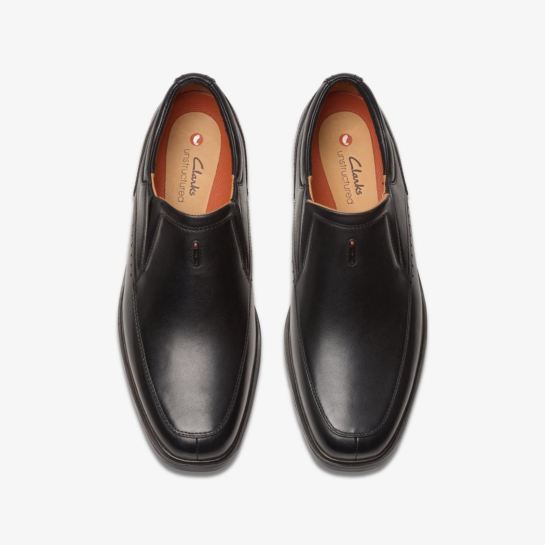 Mens Un Kendric Go Black Leather Loafer Shoes| Clarks - Image 6