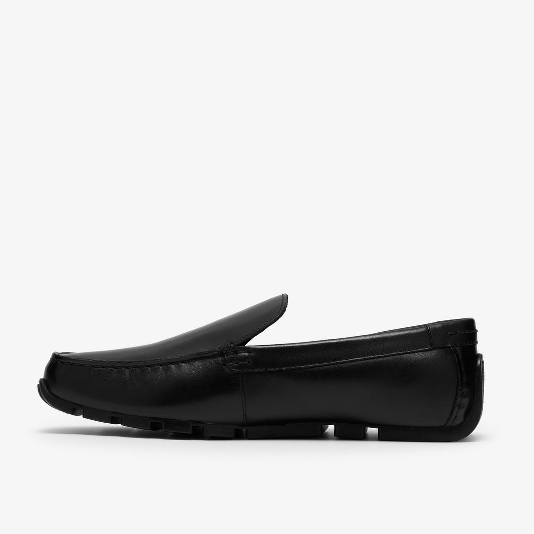 Mens Corsley Plain Black Leather Loafers - Image 2