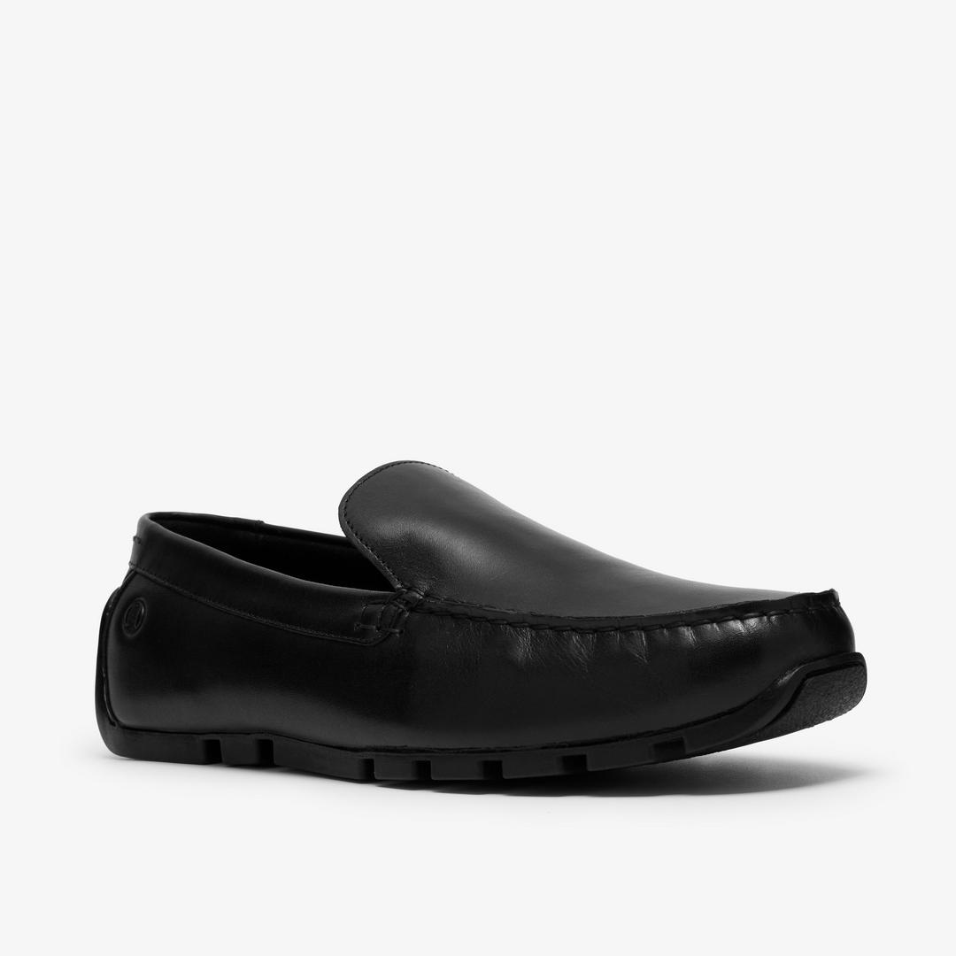 Mens Corsley Plain Black Leather Loafers - Image 4