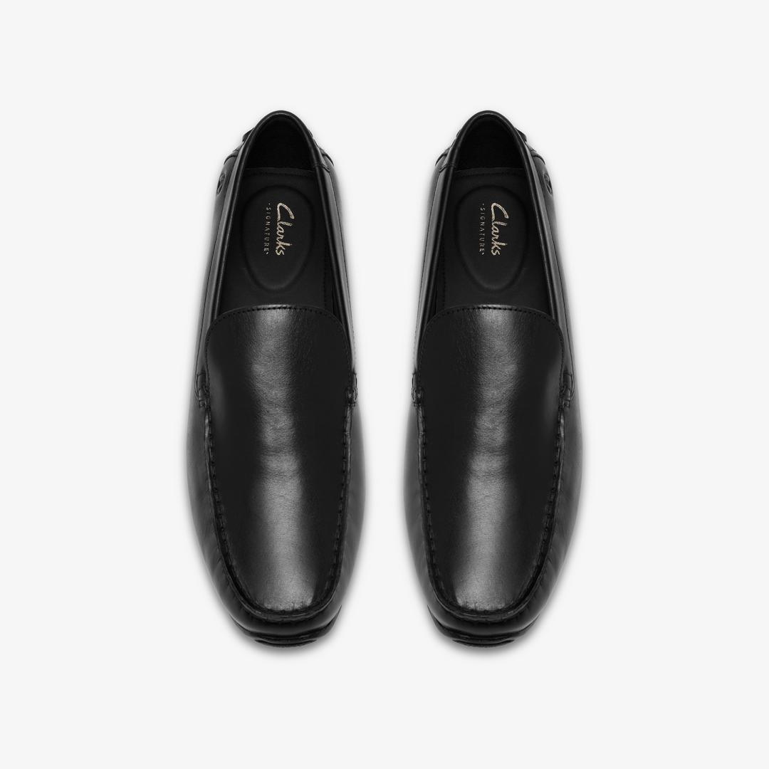 Mens Corsley Plain Black Leather Loafers - Image 6