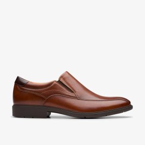Mens Eldredge Step Dark Tan Leather Shoes