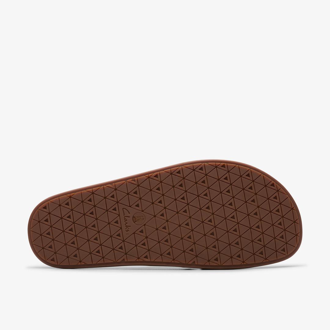 Mens Torford Cross Brown Leather Flat Slide Sandals - Image 5