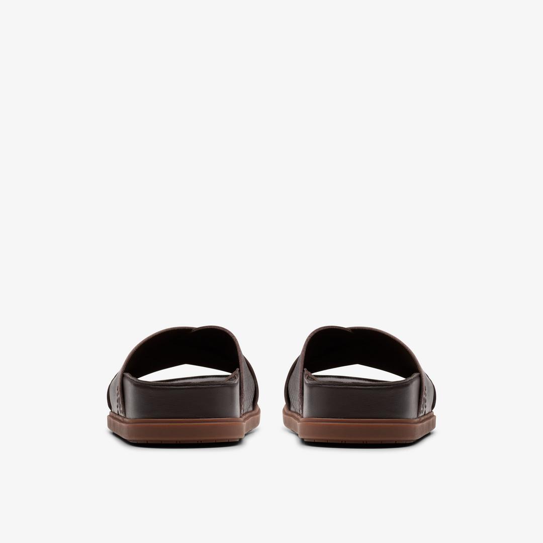 Mens Torford Cross Brown Leather Flat Slide Sandals - Image 7