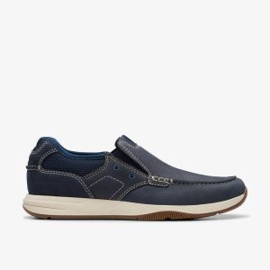 Mens Sailview Step Navy Nubuck Slip-On Boat Shoes