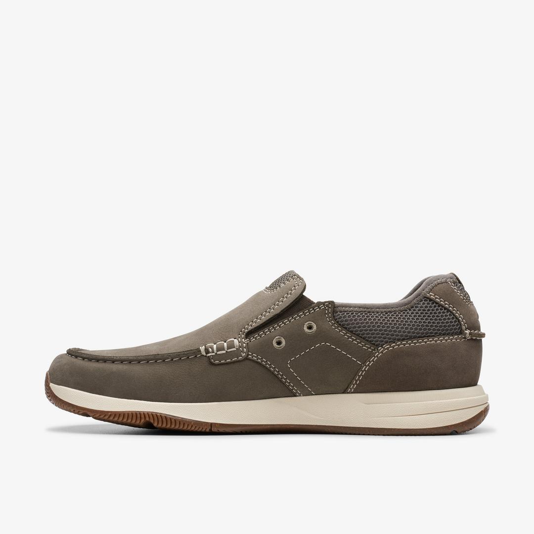 Mens Sailview Step Taupe Nubuck Slip-On Boat Shoes - Image 2