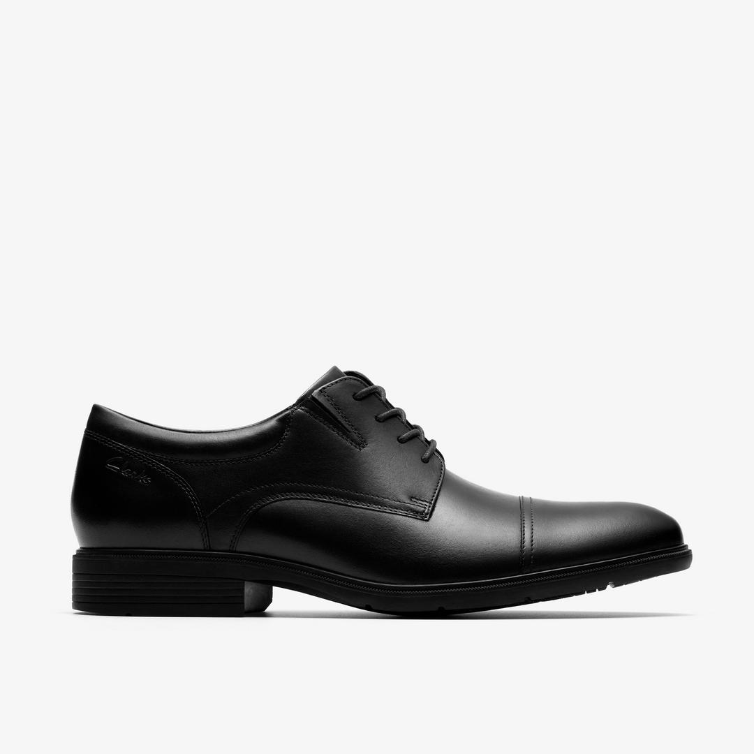 Mens Steadwell Cap Black Leather Oxfords