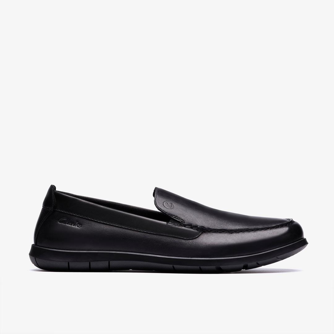Mens Flexway Step Black Smooth Loafers