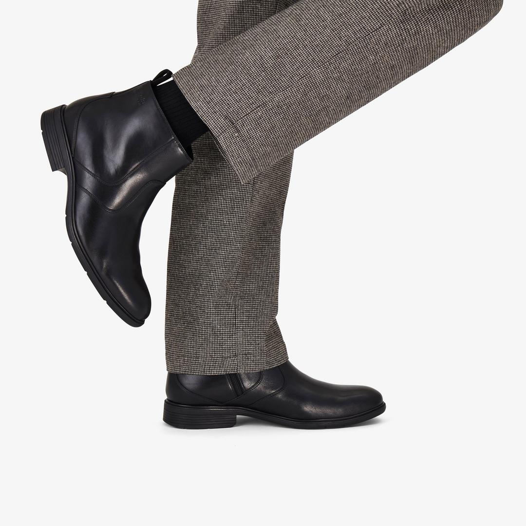 Mens Steadwell Zip Black Leather Dress Boots - Image 2