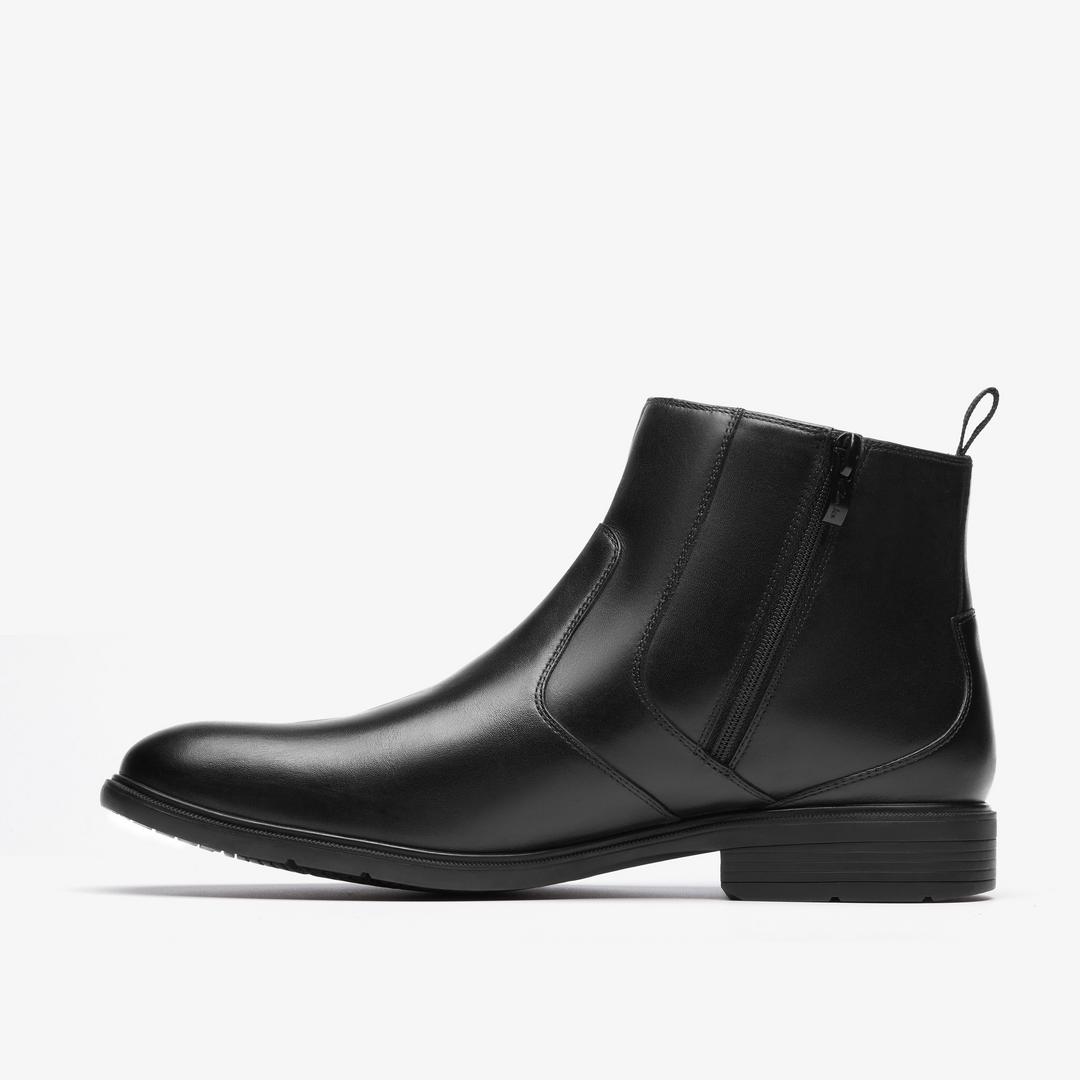 Mens Steadwell Zip Black Leather Dress Boots - Image 3