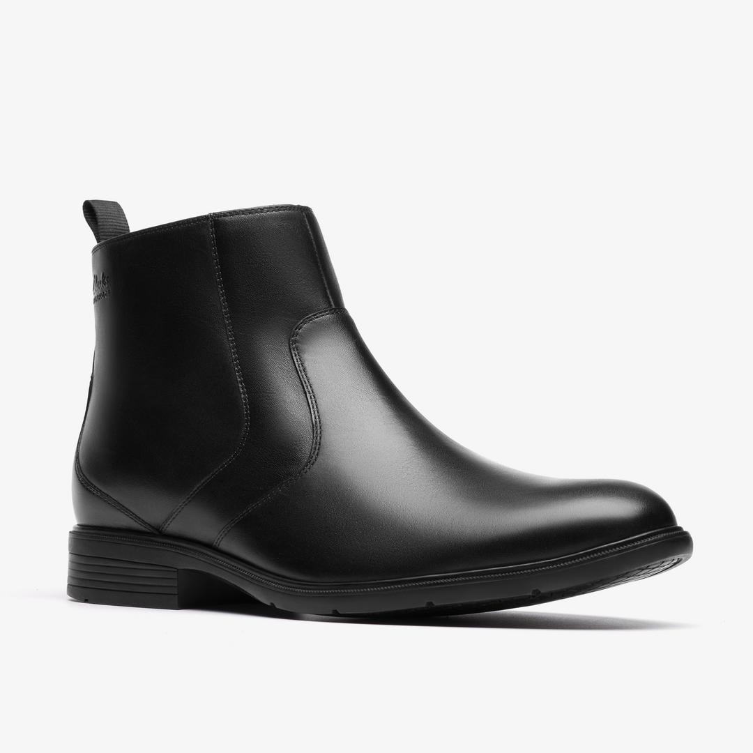 Mens Steadwell Zip Black Leather Dress Boots - Image 5