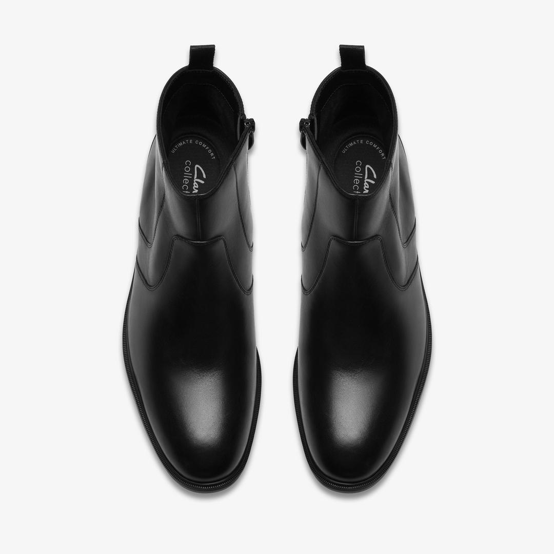 Mens Steadwell Zip Black Leather Dress Boots - Image 7