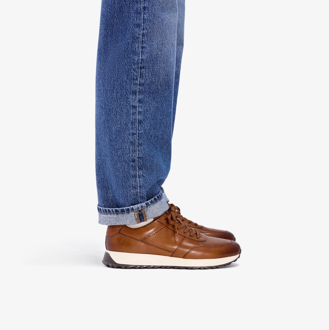 Mens Radwell Tie Tan Leather Sneakers - Image 2
