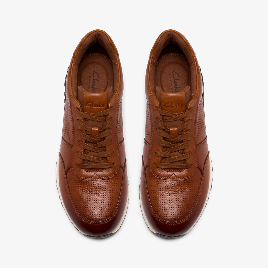 Mens Radwell Tie Tan Leather Sneakers - Image 7