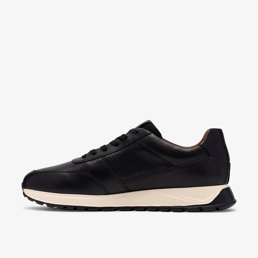 Mens Radwell Tie Black Leather Sneakers - Image 2