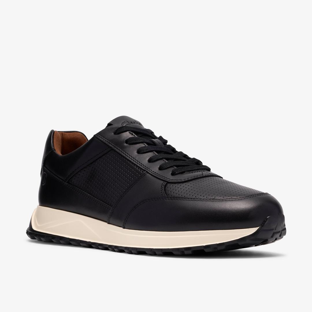 Mens Radwell Tie Black Leather Sneakers - Image 4