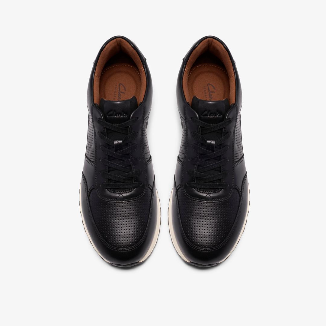 Mens Radwell Tie Black Leather Sneakers - Image 6