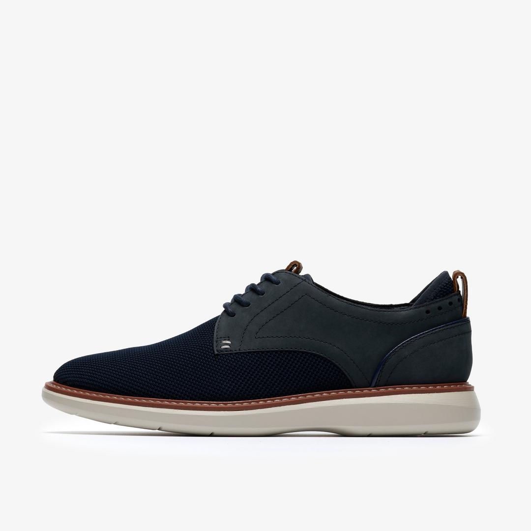 Mens Brantin Plain Navy Knit Derby Shoe - Image 3