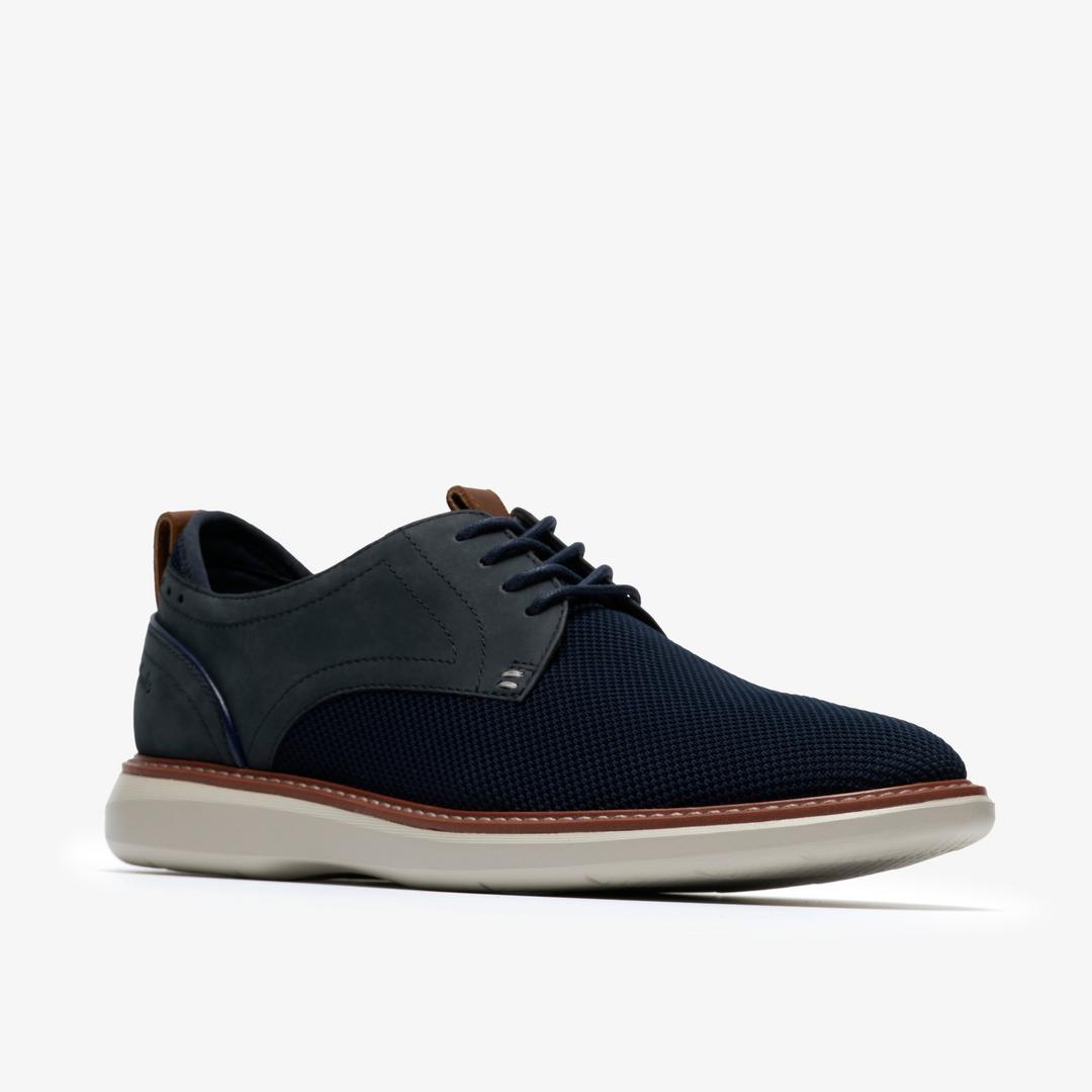 Mens Brantin Plain Navy Knit Derby Shoe - Image 5