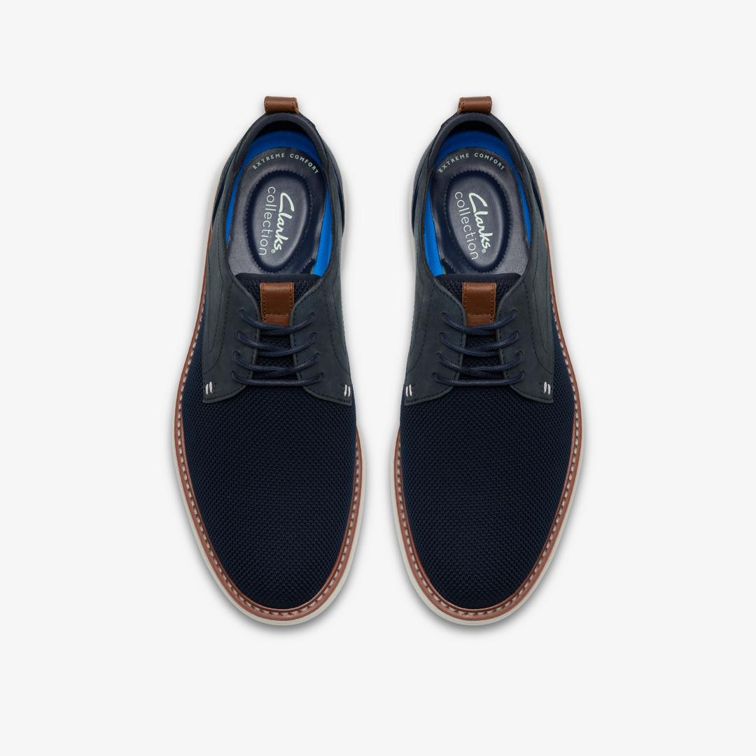 Mens Brantin Plain Navy Knit Derby Shoe - Image 7