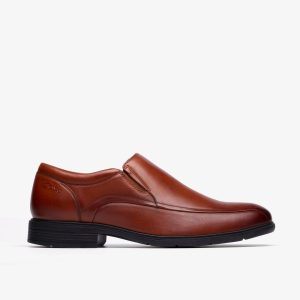 Mens Steadwell Step Dark Tan Leather Loafers