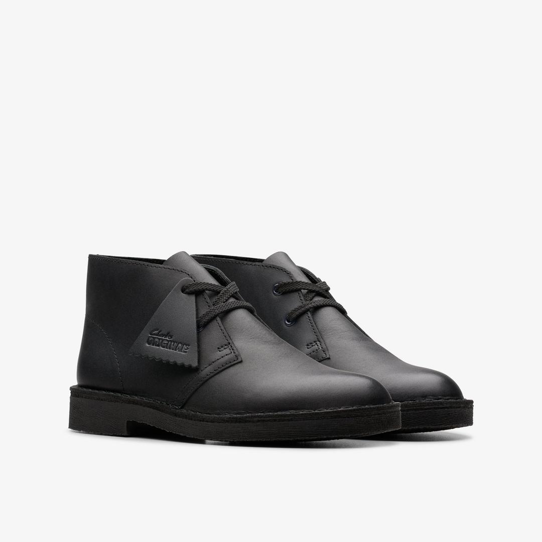 BOYS Desert Boot Older Black Leather Boots US - Image 4