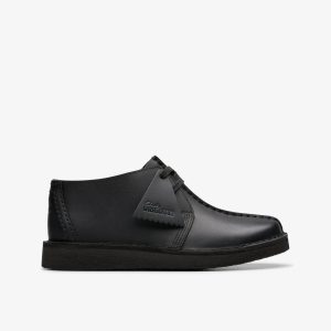 Kids Desert Trek Older Black Leather Desert Boot