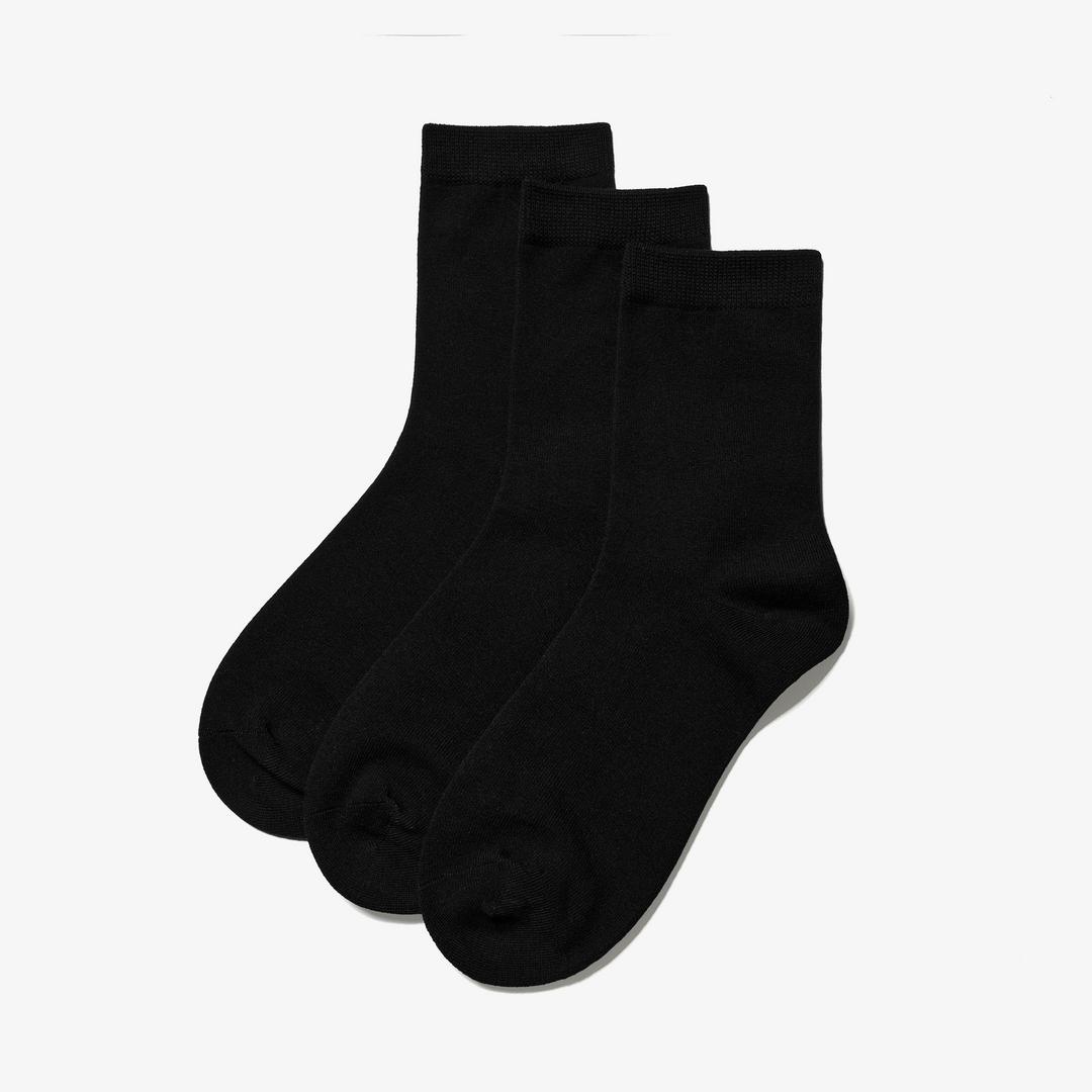 3 Psck Crew Black Socks