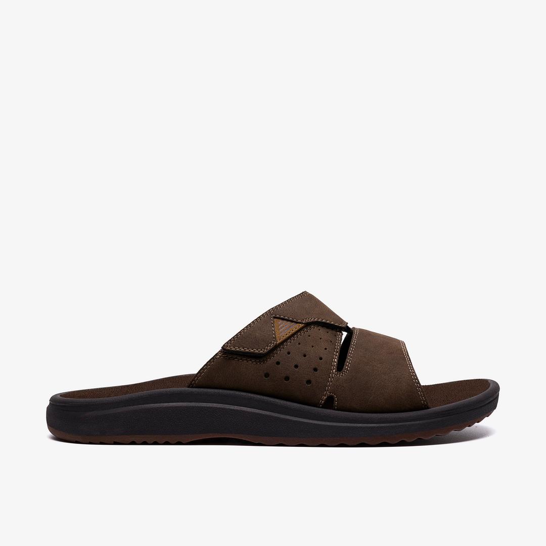 Mens Breeze Slide Dark Brown Flip Flops| Clarks
