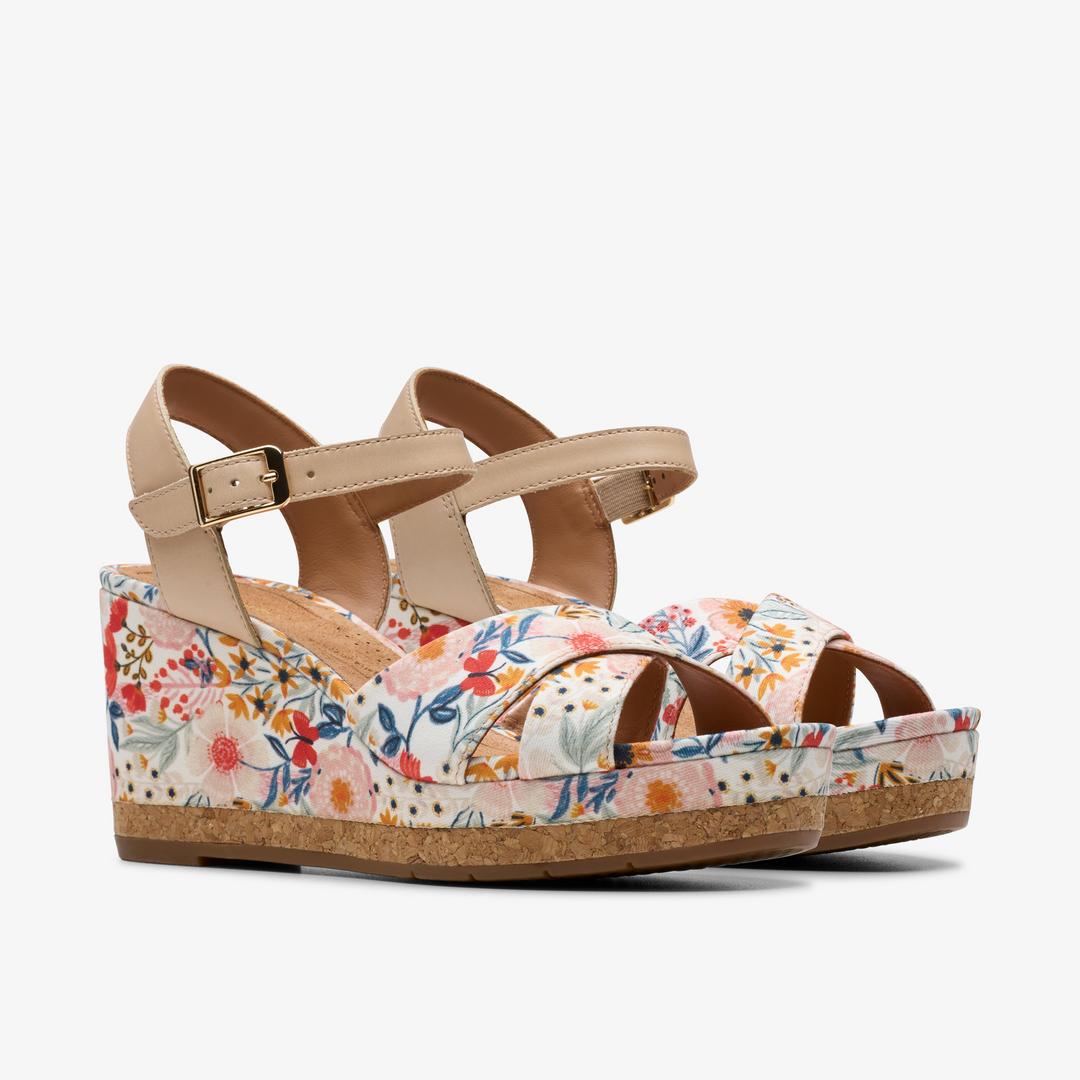 Womens Chicly Floral White Wedges - Image 4