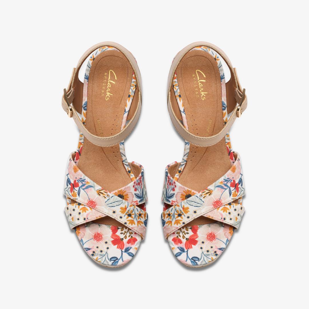 Womens Chicly Floral White Wedges - Image 6