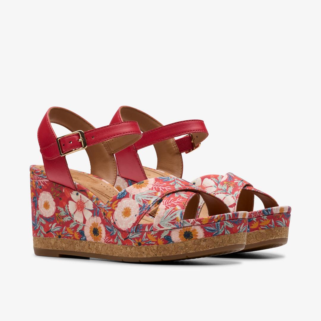Women's Chicly Floral Red Print Wedges - Image 4