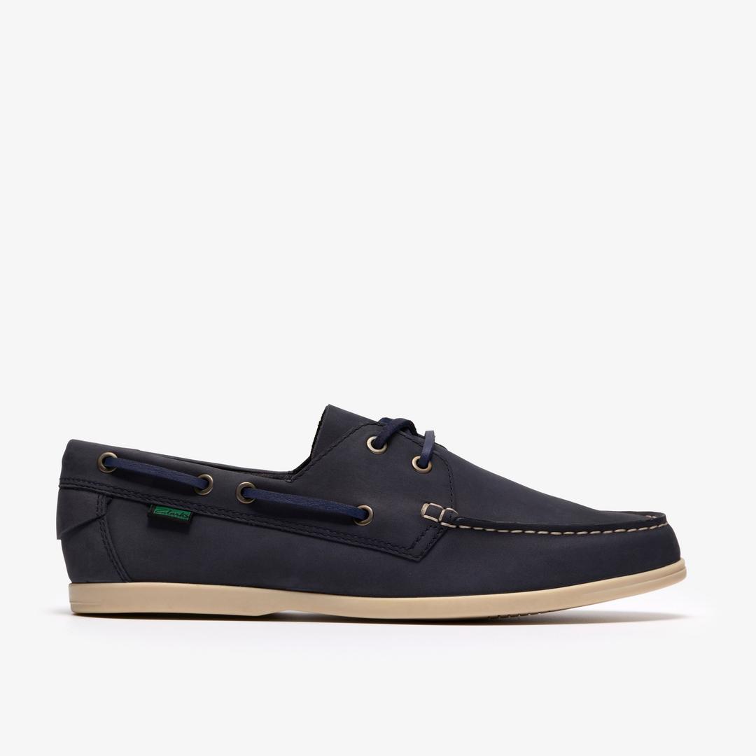 Mens Charmouth Lace Navy Nubuck Boat Shoes