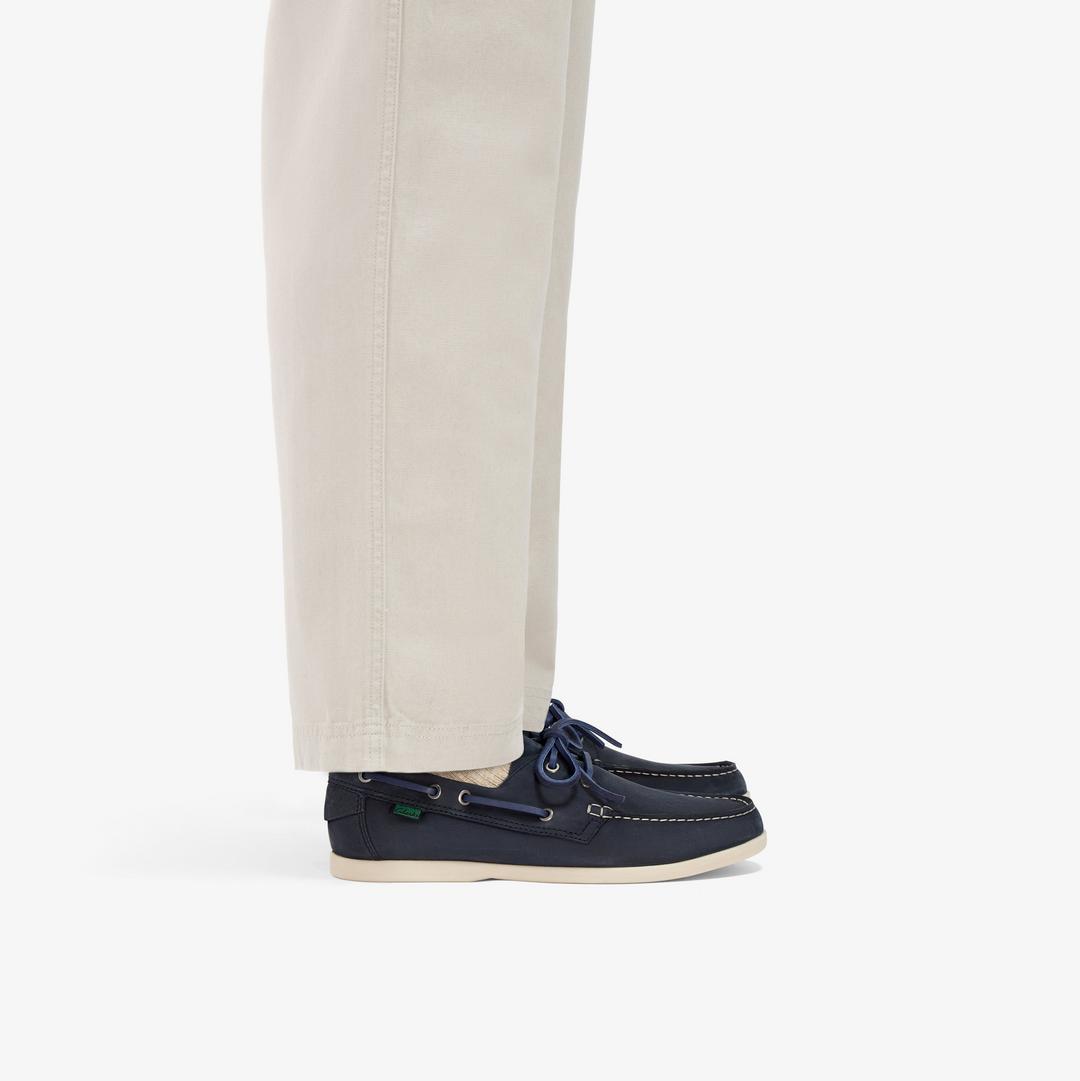 Mens Charmouth Lace Navy Nubuck Boat Shoes - Image 2