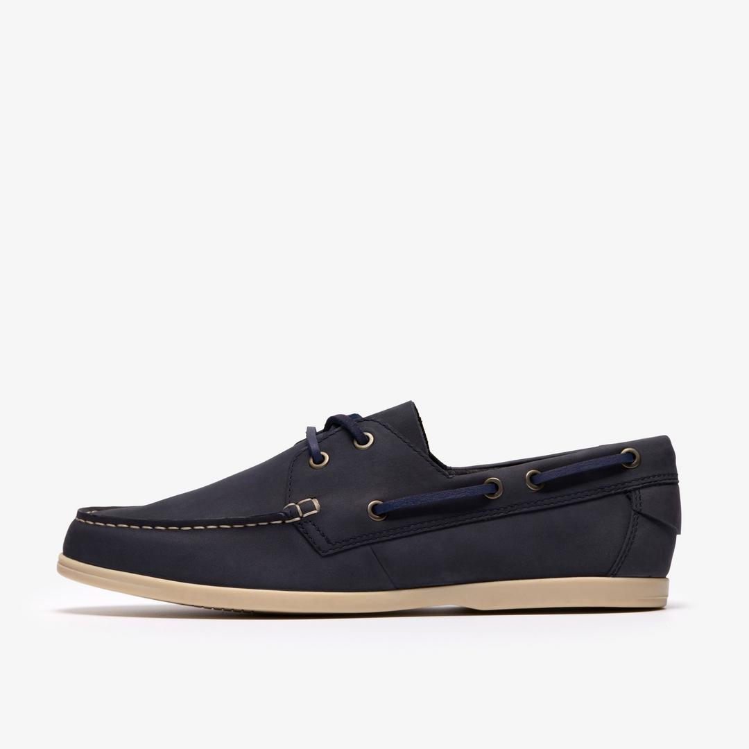 Mens Charmouth Lace Navy Nubuck Boat Shoes - Image 3