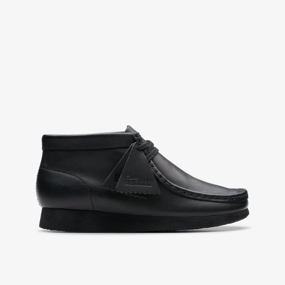 Kids Wallabee Boot Older Black Leather Wallabee